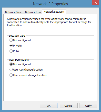 network location type